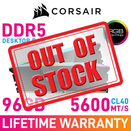 Corsair VENGEANCE RGB DDR5 96GB (2 x 48GB) DDR5 DRAM 5600MHz CL40 1.25V CMH96GX5M2B5600C40 Memory Kit — Black