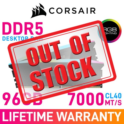 Corsair VENGEANCE RGB DDR5 96GB (2 x 48GB) DDR5 DRAM 7000MHz CL40 1.40V CMH96GX5M2B7000C40 Memory Kit — Black