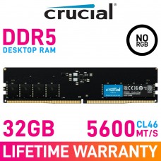 Crucial 32GB (1 x 32GB) DDR5 DRAM 5600MHz CL46 1.10V CT32G56C46U5 Memory Module