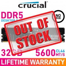 Crucial 32GB (1 x 32GB) DDR5 DRAM 5600MHz CL46 1.10V CT32G56C46U5 Memory Module Crucial 32GB (1 x 32GB) DDR5 DRAM 5600MHz CL46 1.10V CT32G56C46U5 Memory Module