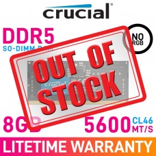 Crucial 8GB (1 x 8GB) DDR5 DRAM 5600MHz CL46 1.10V CT8G56C46S5 SO-DIMM Memory Module