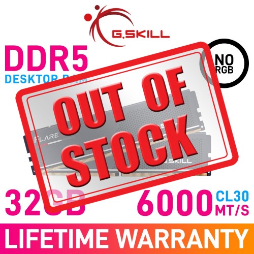 G.Skill FLARE X5 AMD EXPO 32GB (2 x 16GB) DDR5 DRAM 6000MHz CL30 1.35V F5-6000J3038F16GX2-FX5 Memory Kit — Black