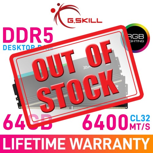 G.Skill RIPJAWS M5 RGB 64GB (2 x 32GB) DDR5 DRAM 6400MHz CL32 1.40V F5-6400J3239G32GX2-RM5RK Memory Kit — Black