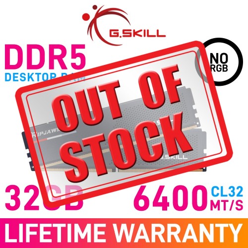 G.Skill RIPJAWS S5 32GB (2 x 16GB) DDR5 DRAM 6400MHz CL32 1.40V F5-6400J3239G16GX2-RS5K Memory Kit — Black