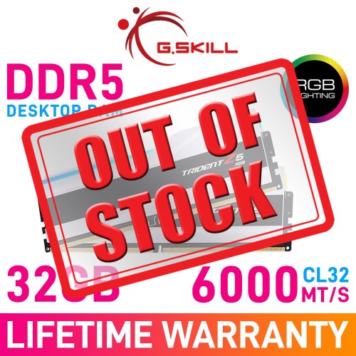 G.Skill TRIDENT Z5 RGB 32GB (2 x 16GB) DDR5 DRAM 6000MHz CL32 1.35V F5-6000J3238F16GX2-TZ5RW Memory Kit — White
