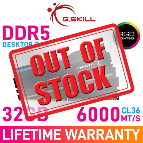 G.Skill TRIDENT Z5 RGB 32GB (2 x 16GB) DDR5 DRAM 6000MHz CL36 1.35V F5-6000J3636F16GX2-TZ5RK Memory Kit — Black