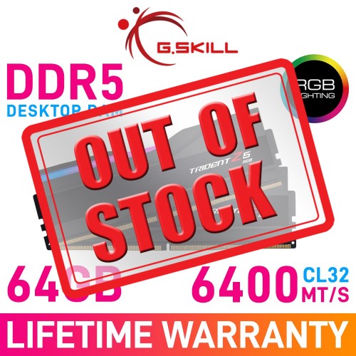 G.Skill TRIDENT Z5 RGB 64GB (2 x 32GB) DDR5 DRAM 6400MHz CL32 1.40V F5-6400J3239G32GX2-TZ5RK Memory Kit — Black