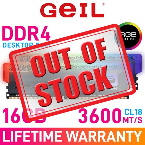 GeIL ORION DDR4 RGB 16GB (2 x 8GB) DDR4 DRAM 3600MHz CL18 1.35V GOSG416GB3600C18BDC Memory Kit — Black
