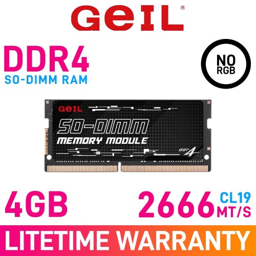 GeIL PRISTINE 4GB (1 x 4GB) DDR4 DRAM 2666MHz CL19 1.20V GS44GB2666C19SC SO-DIMM Memory Module