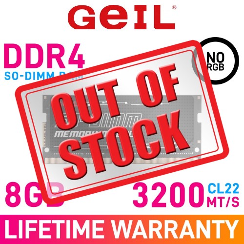 GeIL PRISTINE 8GB (1 x 8GB) DDR4 DRAM 3200MHz CL22 1.20V GS48GB3200C22SC SO-DIMM Memory Module