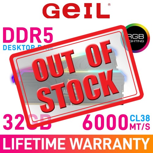GeIL GEMINI RGB TUF GAMING ALLIANCE 32GB (2 x 16GB) DDR5 DRAM 6000MHz CL38 1.35V GAMST532GB6000C38BDC Memory Kit — Black