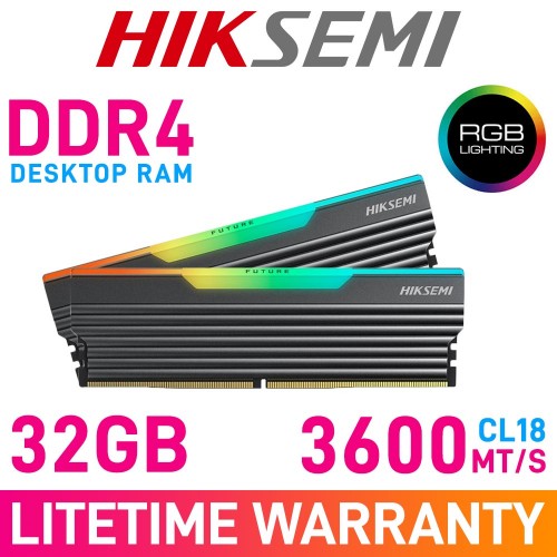 HikSemi FUTURE RGB 32GB (2 x 16GB) DDR4 DRAM 3600MHz CL18 1.35V HSC432U36C5-16GX2 Memory Kit
