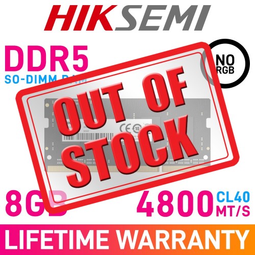 HikSemi HIKER 8GB (1 x 8GB) DDR5 DRAM 4800MHz CL40 1.10V HSC508S48Z1 SO-DIMM Memory Module
