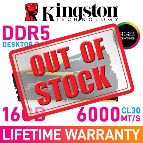 Kingston FURY BEAST DDR5 RGB 16GB (2 x 8GB) DDR5 DRAM 6000MHz CL30 1.40V KF560C30BBAK2-16 Memory Kit — Black