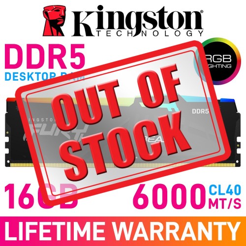 Kingston FURY BEAST DDR5 RGB 16GB (1 x 16GB) DDR5 DRAM 6000MHz CL40 1.35V KF560C40BBA-16 Memory Module — Black Kingston FURY BEAST DDR5 RGB 16GB (1 x 16GB) DDR5 DRAM 6000MHz CL40 1.35V KF560C40BBA-16 Memory Module — Black