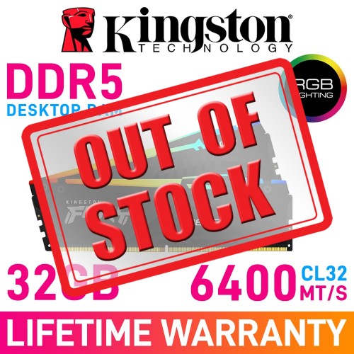 Kingston FURY BEAST DDR5 RGB 32GB (2 x 16GB) DDR5 DRAM 6400MHz CL32 1.40V KF564C32BBAK2-32 Memory Kit — Black