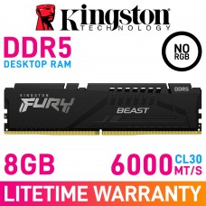 Kingston FURY BEAST DDR5 8GB (1 x 8GB) DDR5 DRAM 6000MHz CL30 1.40V KF560C30BBE-8 Memory Module — Black Kingston FURY BEAST DDR5 8GB (1 x 8GB) DDR5 DRAM 6000MHz CL30 1.40V KF560C30BBE-8 Memory Module — Black