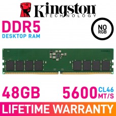 Kingston ValueRAM 48GB (1 x 48GB) DDR5 DRAM 5600MHz CL46 1.10V KVR56U46BD8-48 Memory Module