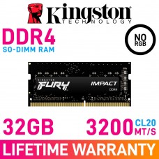 Kingston FURY IMPACT 32GB (1 x 32GB) DDR4 DRAM 3200MHz CL20 1.20V KF432S20IB/32 SO-DIMM Memory Module