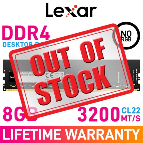 Lexar 8GB (1 x 8GB) DDR4 DRAM 3200MHz CL22 1.20V LD4AU008G-B3200GSST Memory Module Lexar 8GB (1 x 8GB) DDR4 DRAM 3200MHz CL22 1.20V LD4AU008G-B3200GSST Memory Module