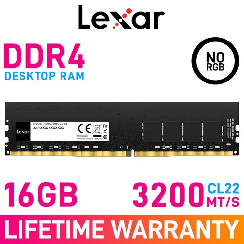 Lexar 16GB (1 x 16GB) DDR4 DRAM 3200MHz CL22 1.20V LD4AU016G-B3200GSST Memory Module