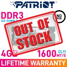 Patriot SIGNATURE LINE 4GB (1 x 4GB) DDR3 DRAM 1600MHz CL11 1.50V PSD34G16002S SO-DIMM Memory Module Patriot SIGNATURE LINE 4GB (1 x 4GB) DDR3 DRAM 1600MHz CL11 1.50V PSD34G16002S SO-DIMM Memory Module