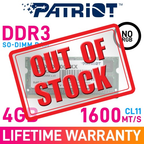 Patriot SIGNATURE LINE 4GB (1 x 4GB) DDR3 DRAM 1600MHz CL11 1.50V PSD34G16002S SO-DIMM Memory Module