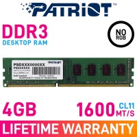 Patriot SIGNATURE LINE 4GB (1 x 4GB) DDR3 DRAM 1600MHz CL11 1.50V PSD34G16002 Memory Module