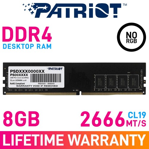 Patriot SIGNATURE LINE 8GB (1 x 8GB) DDR4 DRAM 2666MHz CL19 1.20V PSD48G266681 Memory Module