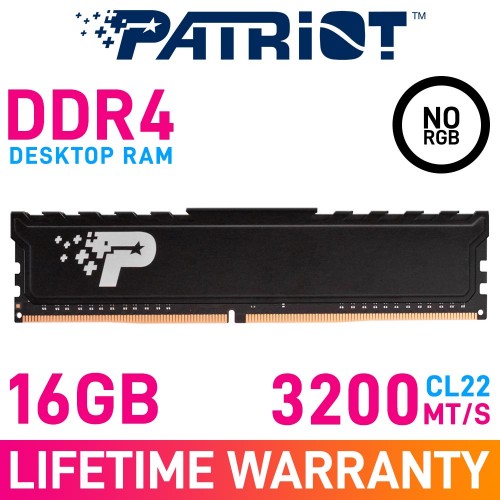 Patriot SIGNATURE PREMIUM LINE 16GB (1 x 16GB) DDR4 DRAM 3200MHz CL22 1.20V PSP416G3200H1 Memory Module — Black
