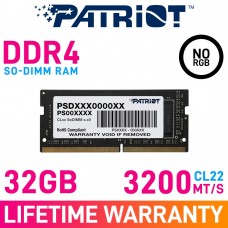 Patriot SIGNATURE LINE 32GB (1 x 32GB) DDR4 DRAM 3200MHz CL22 1.20V PSD432G32002S SO-DIMM Memory Module