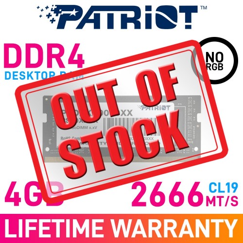 Patriot SIGNATURE LINE 4GB (1 x 4GB) DDR4 DRAM 2666MHz CL19 1.20V PSD44G266681S SO-DIMM Memory Module Patriot SIGNATURE LINE 4GB (1 x 4GB) DDR4 DRAM 2666MHz CL19 1.20V PSD44G266681S SO-DIMM Memory Module