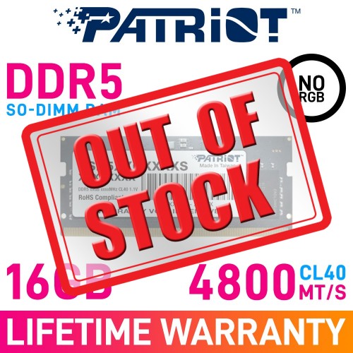 Patriot SIGNATURE LINE 16GB (1 x 16GB) DDR5 DRAM 4800MHz CL40 1.10V PSD516G480081S SO-DIMM Memory Module