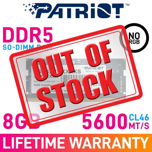 Patriot SIGNATURE LINE 8GB (1 x 8GB) DDR5 DRAM 5600MHz CL46 1.10V PSD58G560041S SO-DIMM Memory Module