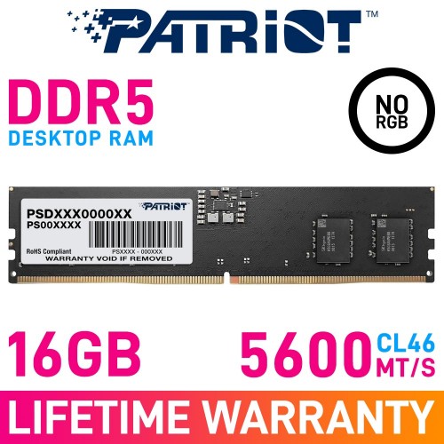 Patriot SIGNATURE LINE 16GB (1 x 16GB) DDR5 DRAM 5600MHz CL46 1.10V PSD516G560081 Memory Module