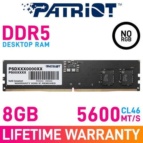 Patriot SIGNATURE LINE 8GB (1 x 8GB) DDR5 DRAM 5600MHz CL46 1.10V PSD58G560082 Memory Module