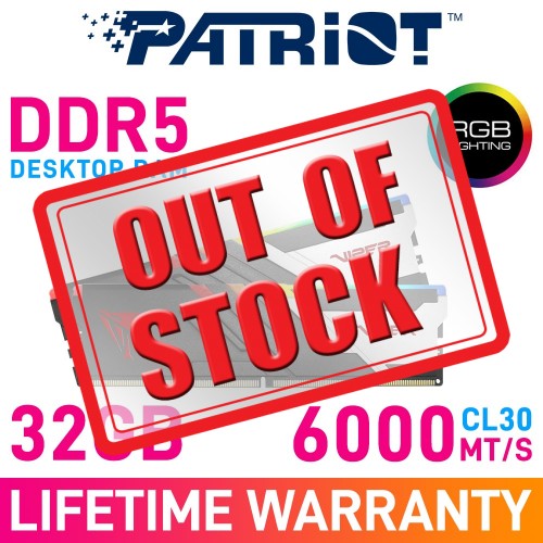 Patriot VIPER VENOM RGB 32GB (2 x 16GB) DDR5 DRAM 6000MHz CL30 1.35V PVVR532G600C30K Memory Kit — Black