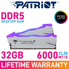 Patriot VIPER XTREME 5 RGB DDR5 MPOWER 32GB (2 x 16GB) DDR5 DRAM 6000MHz CL30 1.35V PVXR532G60C30KM Memory Kit — White