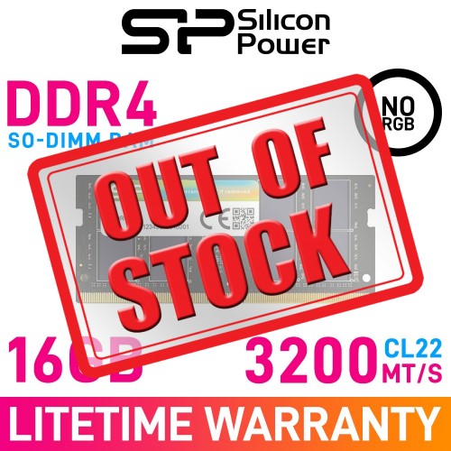 Silicon Power SP DDR4 SODIMM 16GB (1 x 16GB) DDR4 DRAM 3200MHz CL22 1.20V SP016GBSFU320X0 SO-DIMM Memory Module