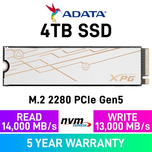 ADATA MARS 980 BLADE PCIe Gen5x4 M.2 2280 NVMe SSD — 4TB ADATA MARS 980 BLADE PCIe Gen5x4 M.2 2280 NVMe SSD — 4TB