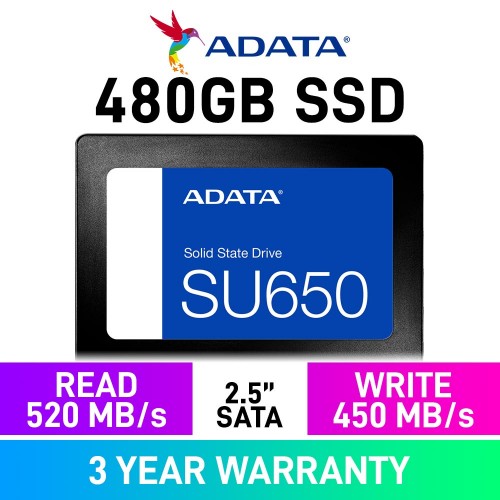 ADATA ULTIMATE SU650 2.5" SATA 6Gb/s SSD — 480GB ADATA ULTIMATE SU650 2.5" SATA 6Gb/s SSD — 480GB