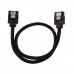Corsair Premium Sleeved SATA Cable, Pack of 2, Straight to Straight, 30cm, Black