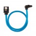 Corsair Premium Sleeved SATA Cable, Pack of 2, Straight to 90° Angled, 30cm, Blue