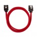 Corsair Premium Sleeved SATA Cable, Pack of 2, Straight to Straight, 60cm, Red