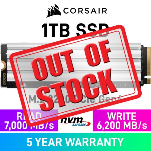 Corsair MP600 ELITE PCIe Gen4x4 M.2 2280 NVMe SSD with Heatsink for Sony PS5 — 1TB