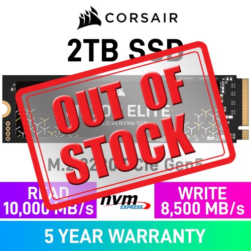 Corsair MP700 ELITE PCIe Gen5x4 M.2 2280 NVMe SSD — 2TB Corsair MP700 ELITE PCIe Gen5x4 M.2 2280 NVMe SSD — 2TB