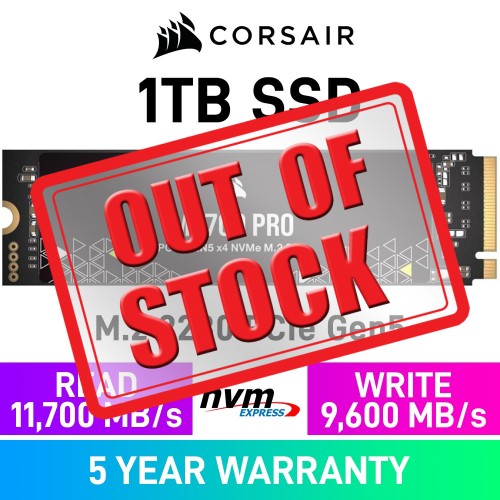 Corsair MP700 PRO PCIe Gen5x4 M.2 2280 NVMe SSD — 1TB Corsair MP700 PRO PCIe Gen5x4 M.2 2280 NVMe SSD — 1TB