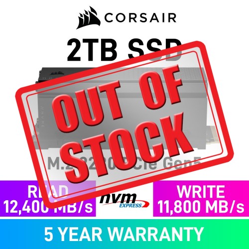 Corsair MP700 PRO PCIe Gen5x4 M.2 2280 NVMe SSD with Heatsink — 2TB Corsair MP700 PRO PCIe Gen5x4 M.2 2280 NVMe SSD with Heatsink — 2TB