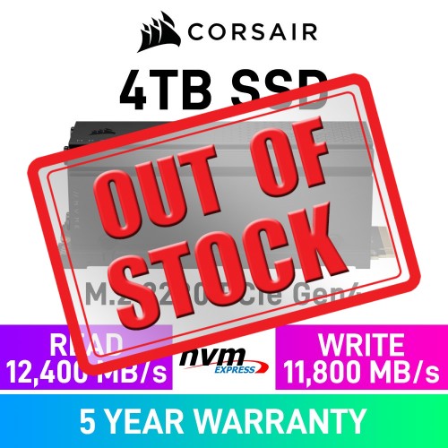 Corsair MP700 PRO PCIe Gen5x4 M.2 2280 NVMe SSD with Heatsink — 4TB Corsair MP700 PRO PCIe Gen5x4 M.2 2280 NVMe SSD with Heatsink — 4TB