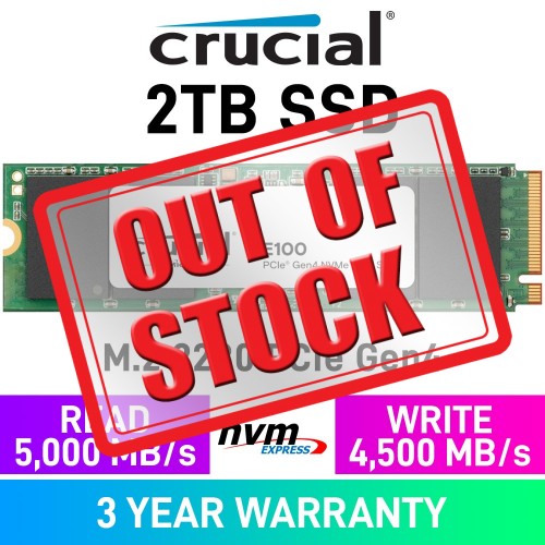 Crucial E100 PCIe Gen4x4 M.2 2280 NVMe SSD — 2TB